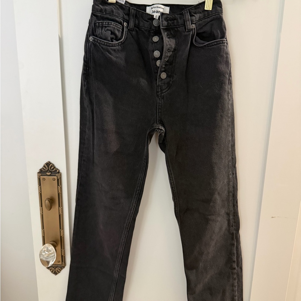 Reformation Cynthia High-Rise Black Button-Fly Jeans